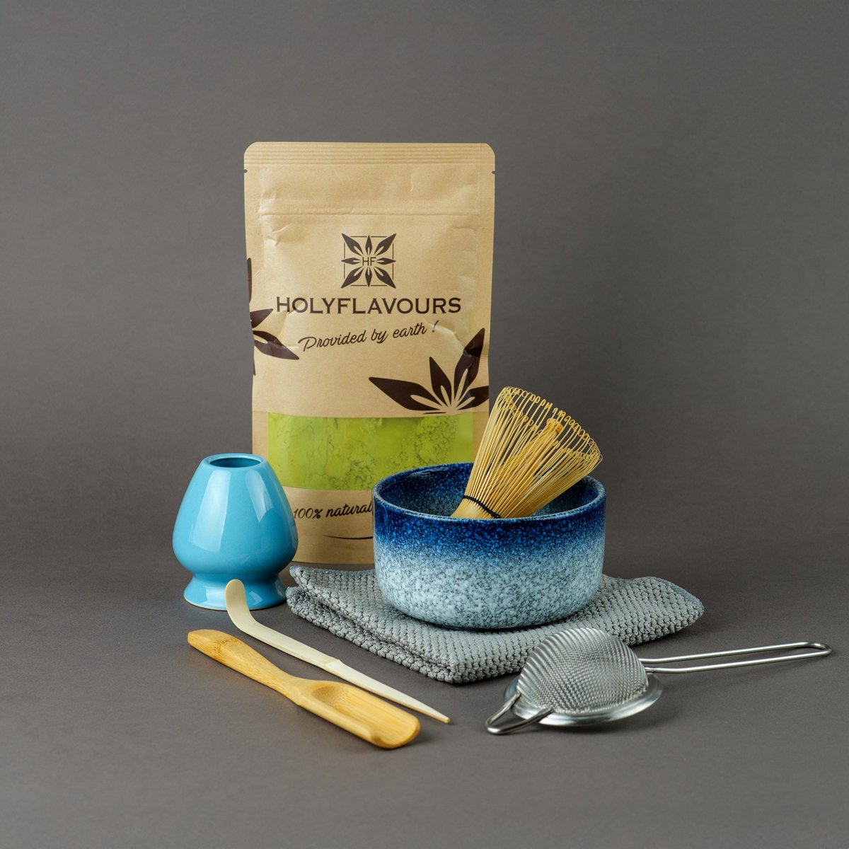 Matcha thee set - compleet 7-delige luxe thee set - keramiek -Blauw