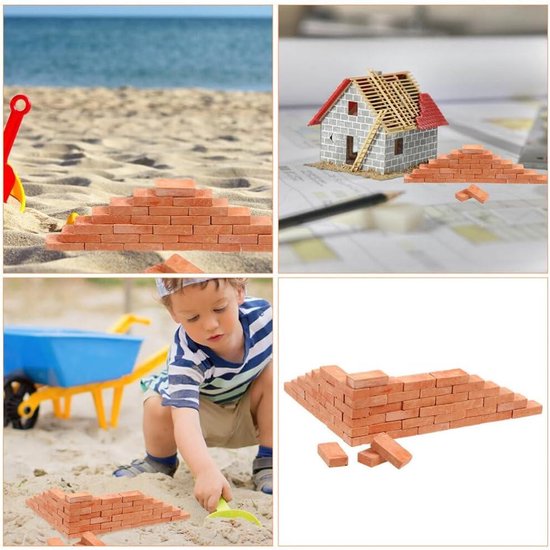 Allecto Plus - 150 stuks gesimuleerde baksteen neptegels voor mini-tuinaccessoires en knutselstenen — afbeelding 5