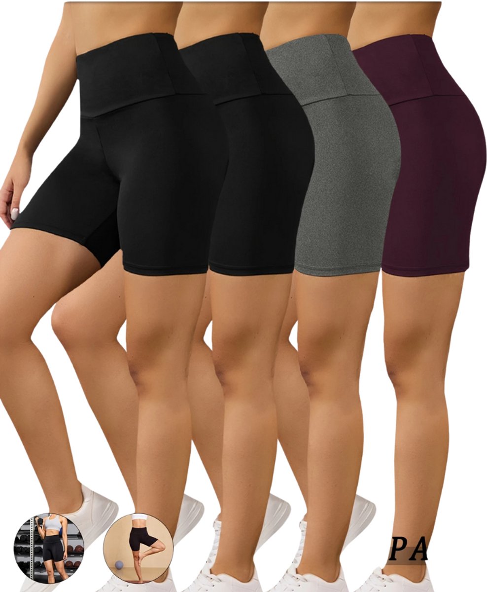 Nivard Biker Short Dames Korte Legging Lange Onderbroek Bikershort Met Pijpjes 4 Pcs /Bordeauxrood Zwart