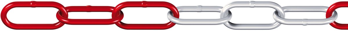 Ronde stalen ketting recht C-60 verzinkt, rood/wit, rol D = 15 m