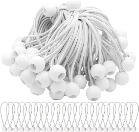 POUMUE 100 stuks elastisch touw met ballen, 15 cm elastieken met bal