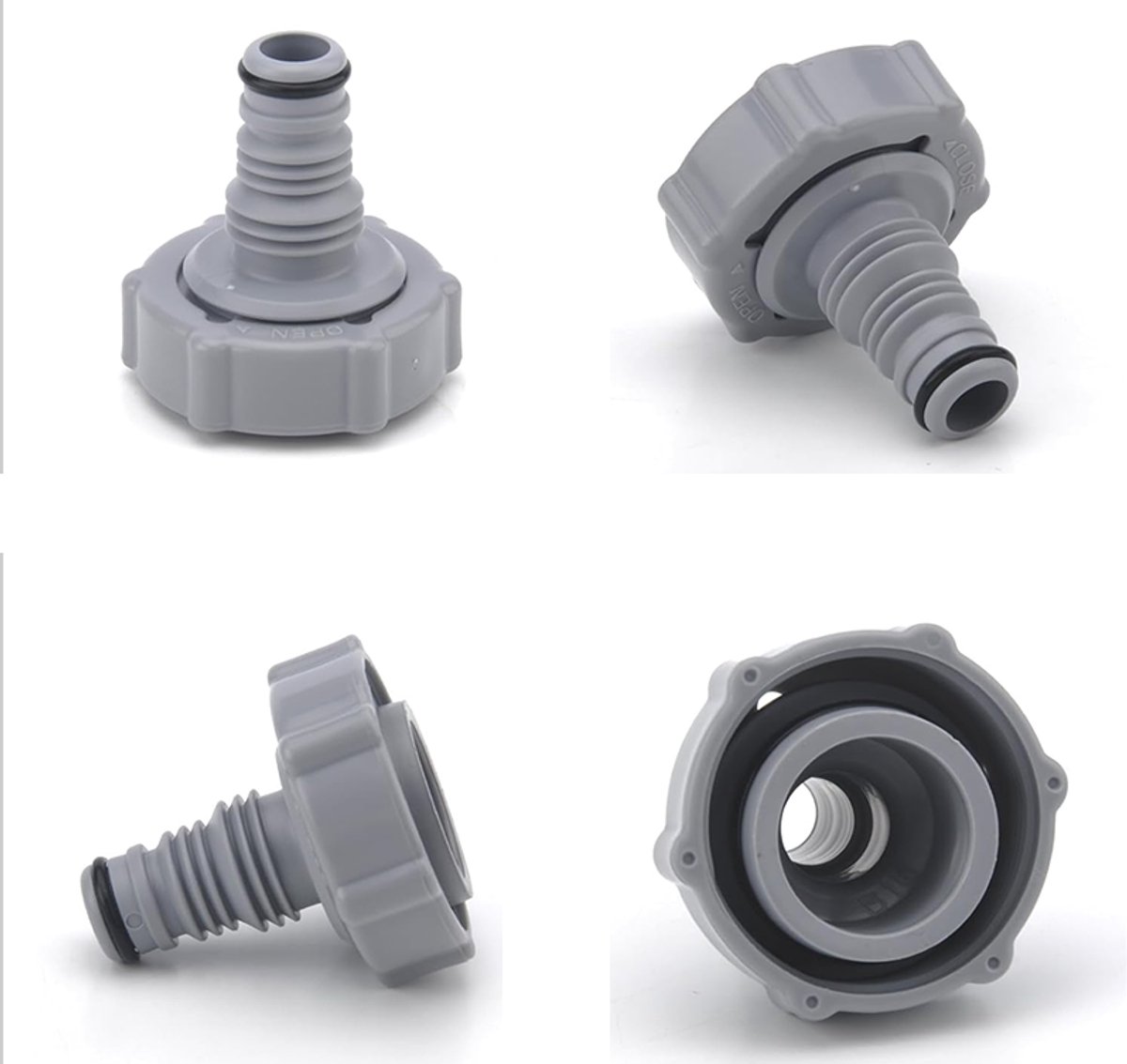 Afwateringsadapter voor het afvoeren van zwembadslang-adapter-slang-buis-afvoerklep-aansluiting - geschikt voor Bestway P6H1419 slangadapter aansluitadapter Ø 32 mm - 4 stuks
