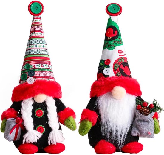 Foto: Inovra plus kerstman decoratie pluche zweedse kabouters set van 2 cadeau voor valentijnsdag kerstmis en festivals