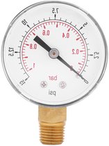 Allecto Plus - Mini Drukmeter BSPT voor Brandstoffen Lucht Olie of Water 0-15 psi/0-1bar met Lage Druk.
