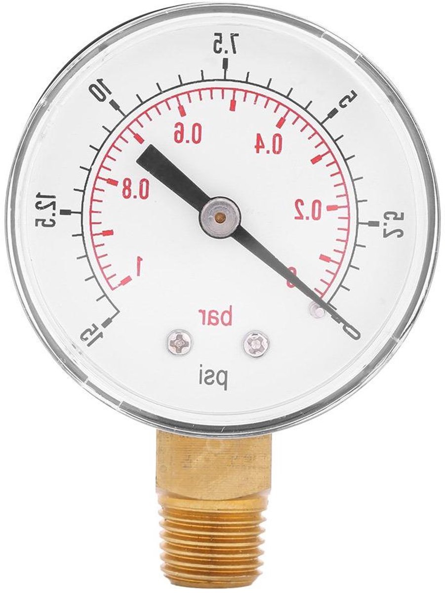 Allecto Plus - Mini Drukmeter BSPT voor Brandstoffen Lucht Olie of Water 0-15 psi/0-1bar met Lage Druk.