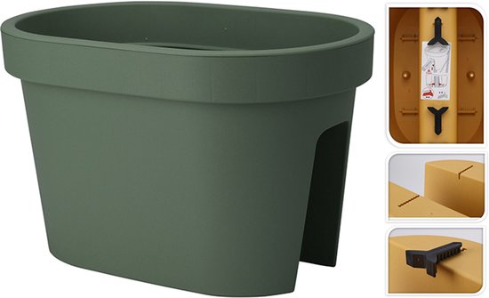 Pot de fleurs/pot de fleurs Pro Garden Botanic - Jardin extérieur - plastique - jardinière de balcon verte 27 x 40 x 25 cm