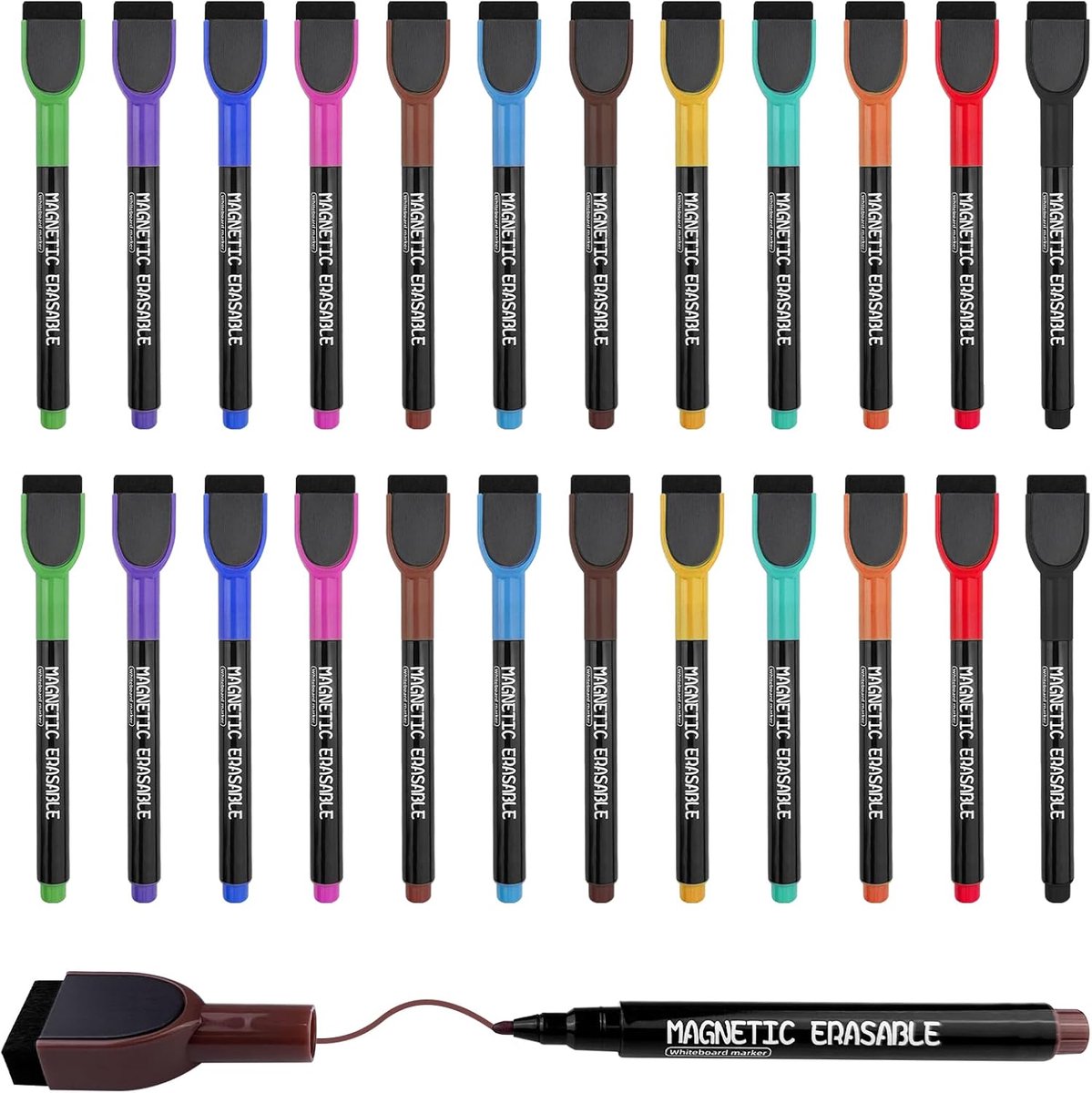 Whiteboard-markers - Uitwisbaar en Magnetisch - 24 stuks - 12 Kleuren