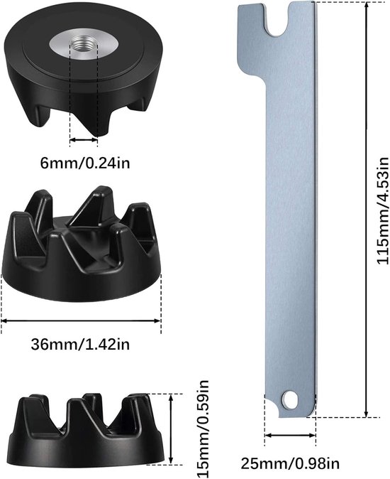 Koppeling met verwijdergereedschap - 8 stuks 9704230 koppeling geschikt voor verwijdergereedschap - geschikt voor Kitchenaid KSB3, KSB5, KSB52, 5KSB5, 5KSB52, originele koppeling voor blenders, blenderaccessoires van Merkloos — afbeelding 2