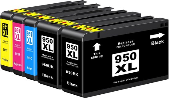 950XL 951XL Ink Cartridge Compatible with HP 950 951 XL for HP Officejet Pro 8100 8600 8610 8620 8630 8640 8660 8615 8625 251dw 276dw (2 Black, Cyan, Magenta Yellow, 5 Pack