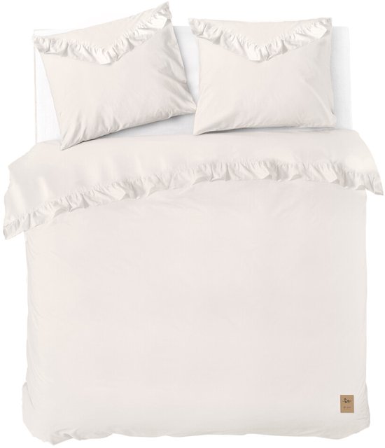 Housse de couette Dindi Home à volants White - 240 x 220 cm - 100 % coton - Off White