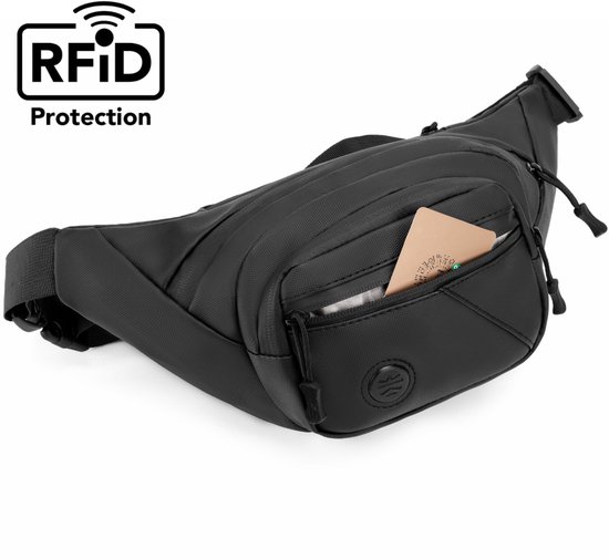 Sac banane needventure® - Sac banane de Marche - Sac banane Festival - Pochette - Sac pour téléphone - Blocage RFID - Antivol - Convient aux femmes et aux hommes - Zwart