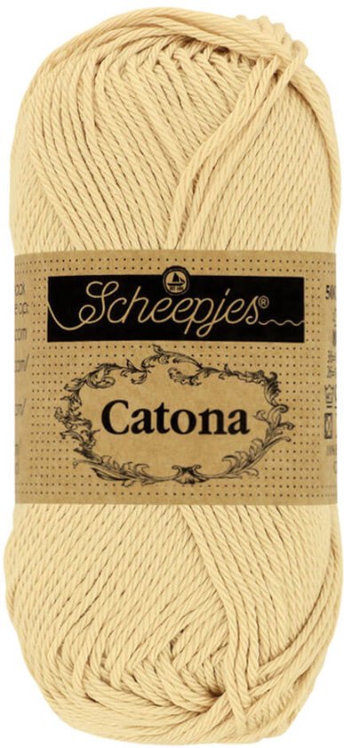 Pelote de fil Scheepjes Catona de couleur 'English Tea' (jaune pâle).