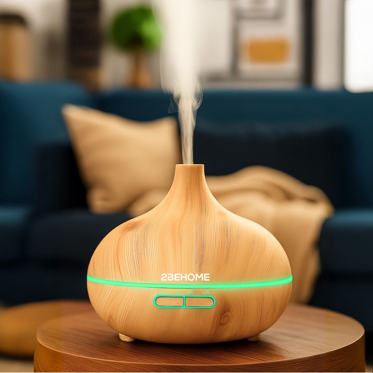 2BEHOME Aroma Diffuser met 2 Etherische Oliën & Afstandsbediening - 550ML - Aroma Diffuser Luchtbevochtiger - Etherische olie diffuser - Essentiele olie Aromadiffusers - Geurverspreider voor Aromatherapie - Lichte Houtlook — cadeau in Wonen & Interieur - foto 6