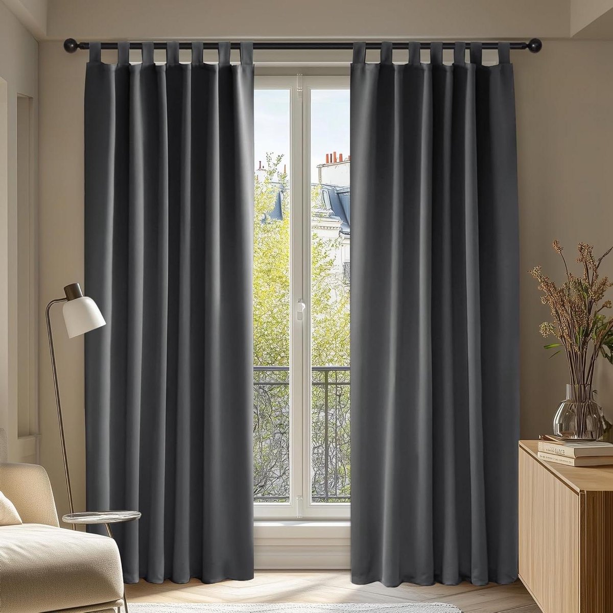 Allecto Plus Provento- Verduisterende Gordijnen Donkergrijs 140x175 cm - Warmtewerend - Kant en Klaar - Slaapkamer - Set van 2 Any