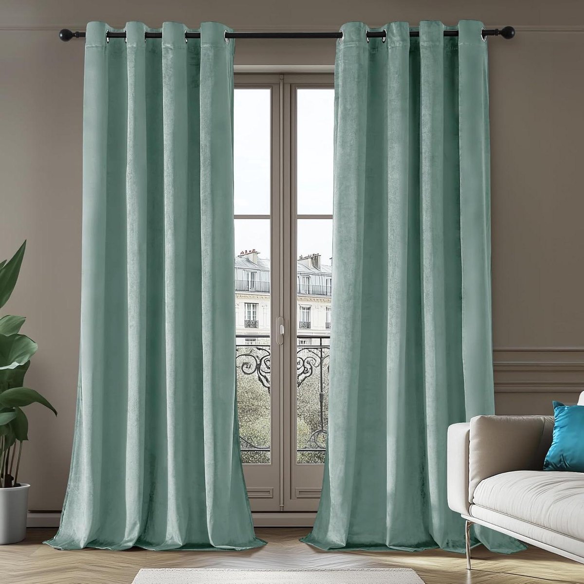 Provento- Opaque Thermisch Gordijn met Ringetjes voor Slaapkamer - Koude Bescherming - Dik - Blauw - 140x280 CM