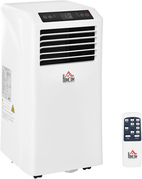 Mobiele airco HOMCOM 1003W met koelen, ontvochtigen, ventileren, timer, afstandsbediening, wielen