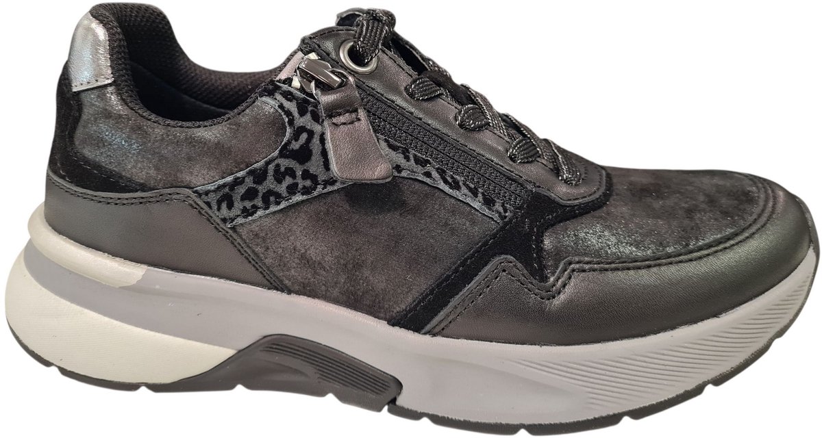 Gabor Rollingsoft 76.847 Sneaker Black/Antique Silver - Zwart - 37.5