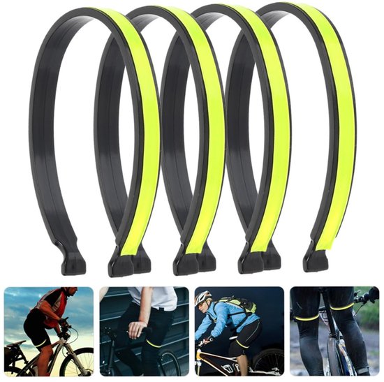 Accessoire Cyclisme 4 Pinces Réfléchissantes Pour Pantalon Vélo - Sécurité Nuit - Fixation Jambe Anti-Chaîne Accessoire Cycliste Pratique