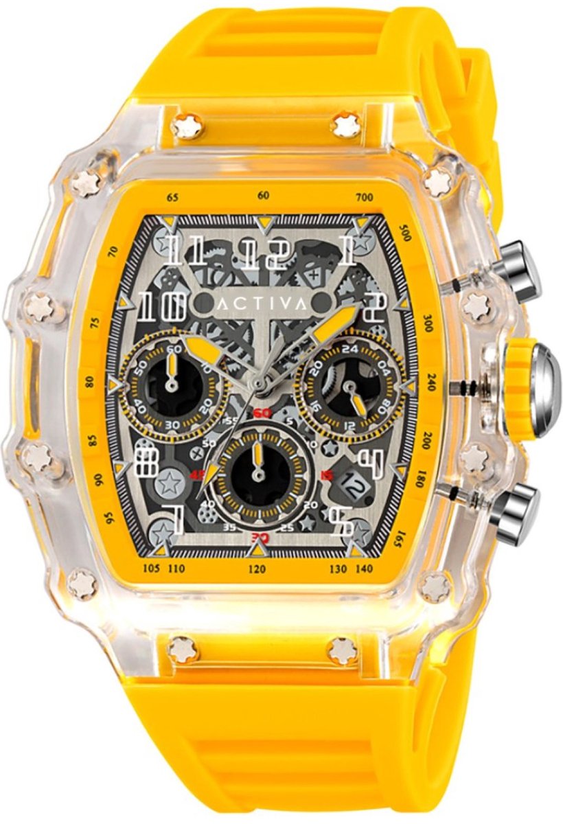 Activa x Invicta Digital ACW2305-001 Heren Horloge - Waterdicht - Analoog - Quartz Uurwerk - Plastic met zilveren Wijzerplaat - 44mm