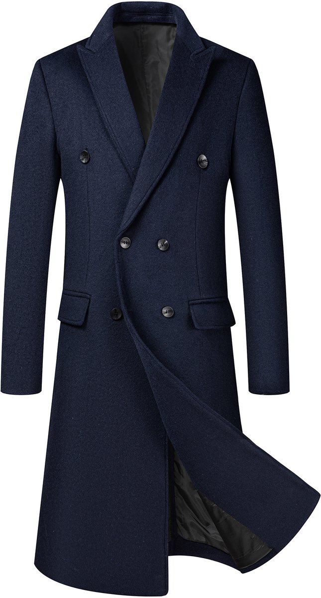 ALLTHEMEN Heren Wollen Dikke Coat - Slim Fit Overgangsjas - S