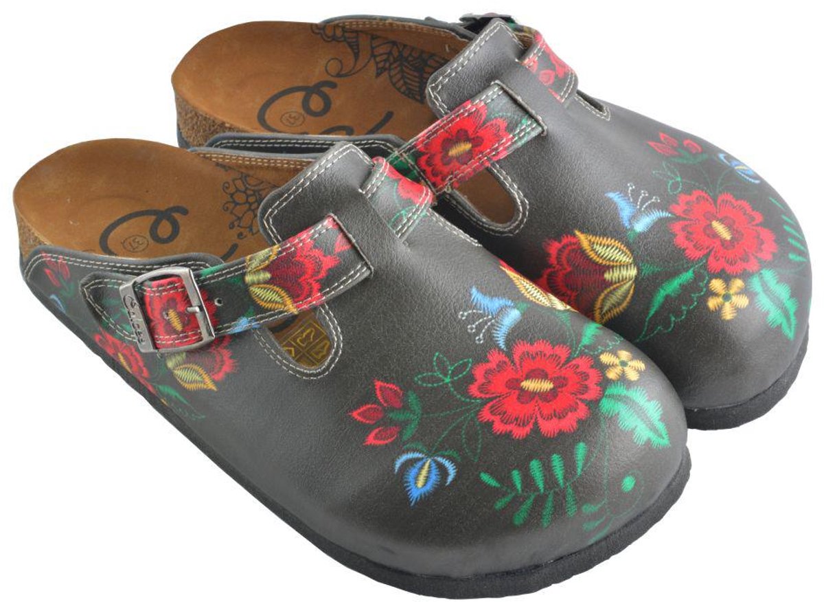 GOBY Folk Bloom Dames Clogs Handmade Vegan Leer