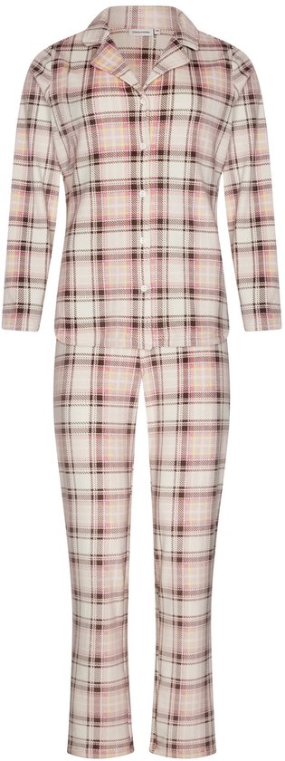 Pastunette - Pink Checks - Pyjama - Flanel/Fleece - Doorknoop - Roze - Maat 50