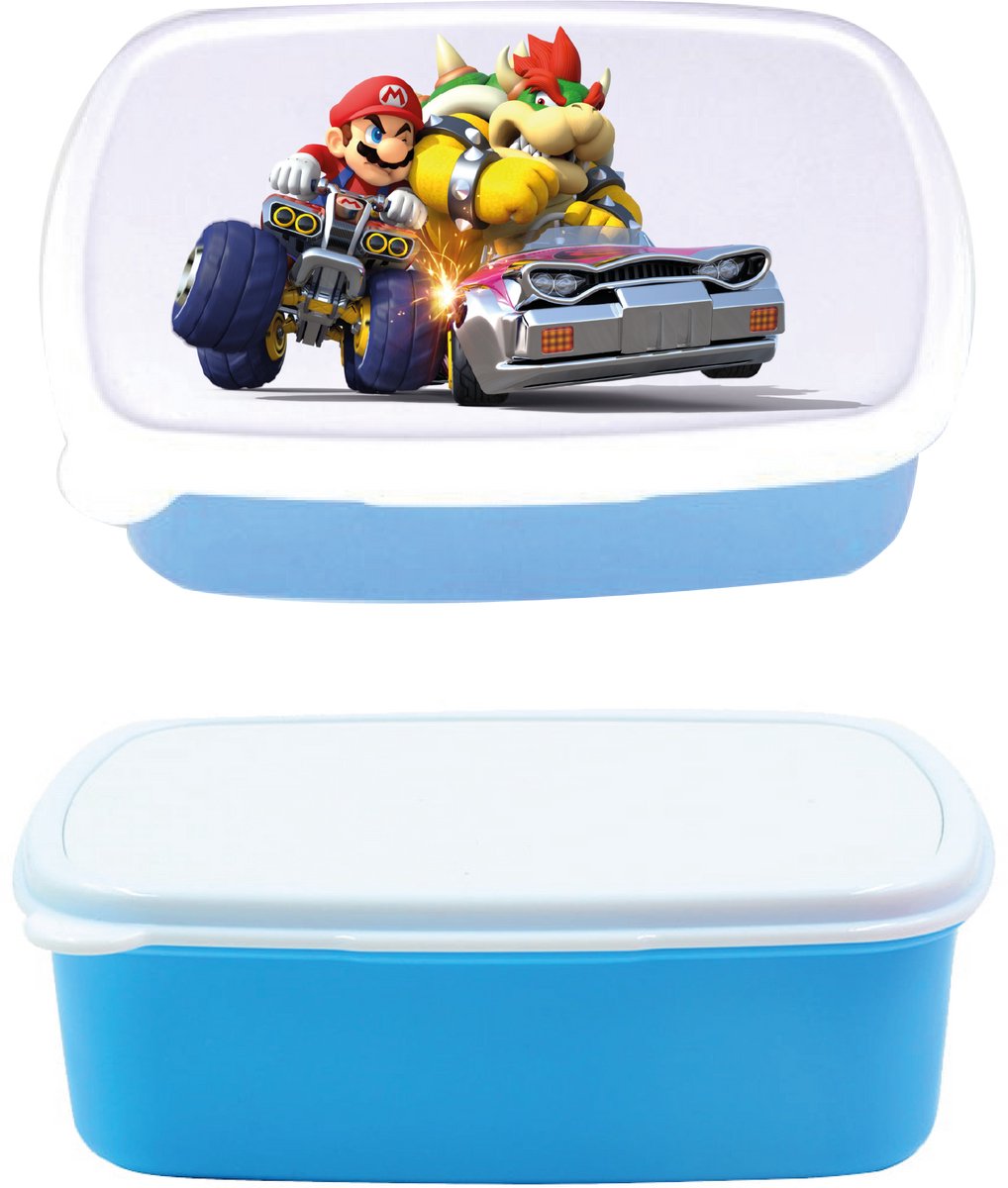 broodtrommel - lunchbox - mario card 8 - blauw - schoolspullen