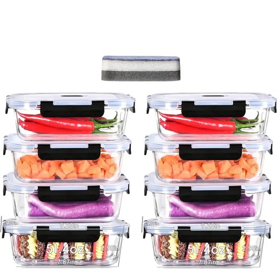 Orion glazen container met deksel luchtdicht voedsel container voor oven magnetron BPA vrij -20 tot 220 °C Lock & Lock 600 ml / 1 l/1,5 L 22x16.5 cm - 1500 ml