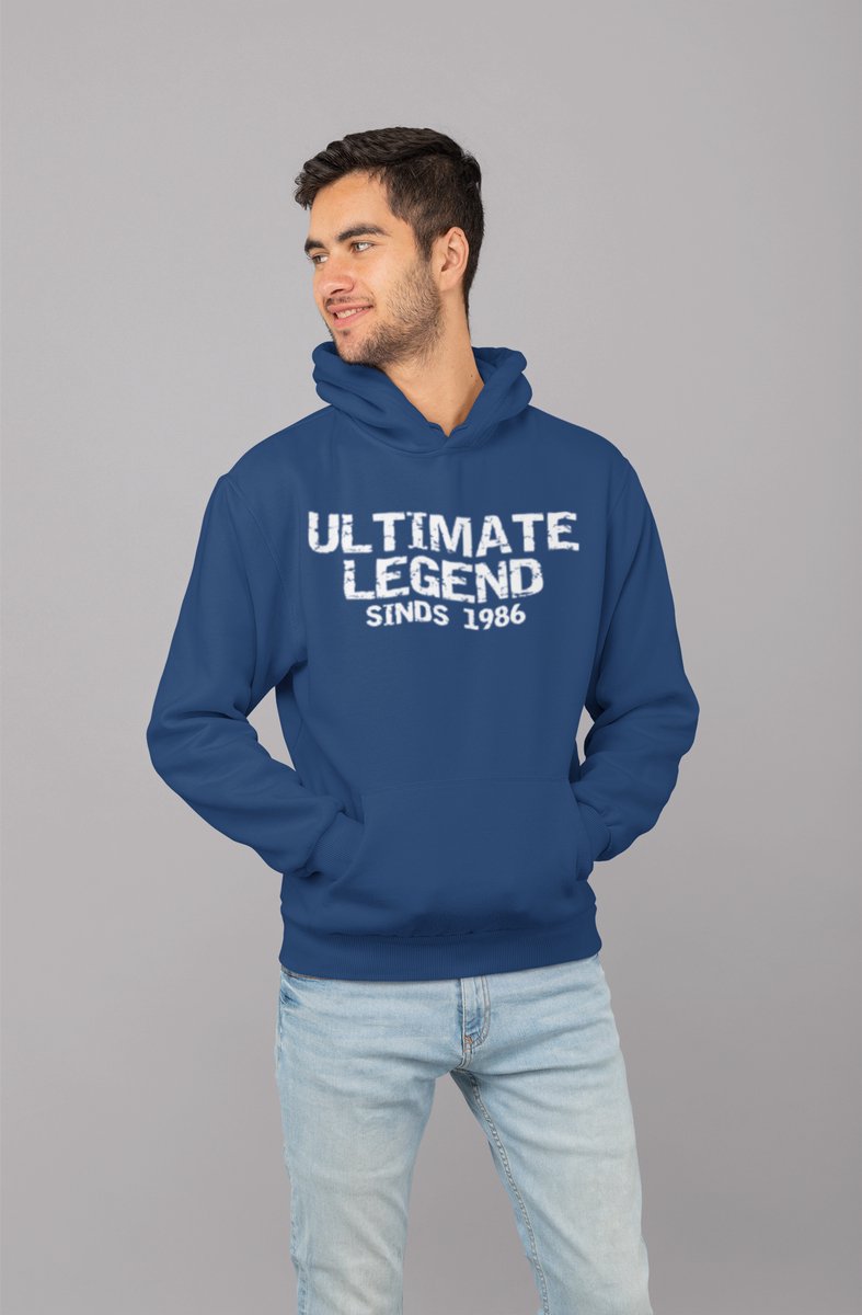 1986 Jaar Navy Hoodie heren - Maat M - Ultimate Legend - Verjaardag Cadeau Mannen - Limited Edition