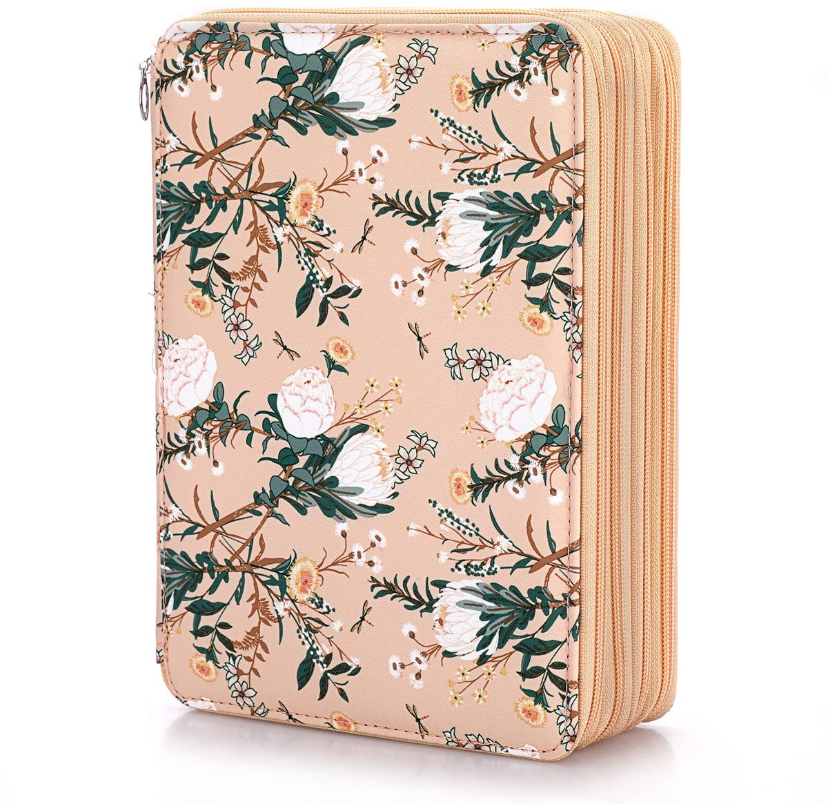 Etui voor 200 Potloden - Grote Capaciteit Organizer - School, Kantoor & Reizen - Lichtbruin Bloemenmotief