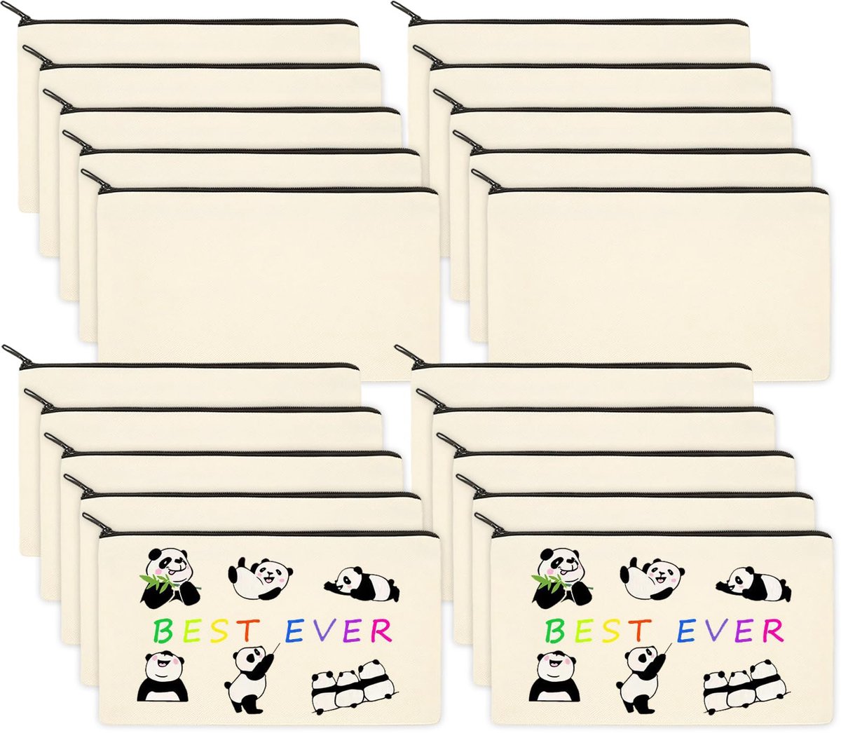 Blanco Canvas Etui met Rits - DIY Pennenzakje voor School & Knutselen - Klein