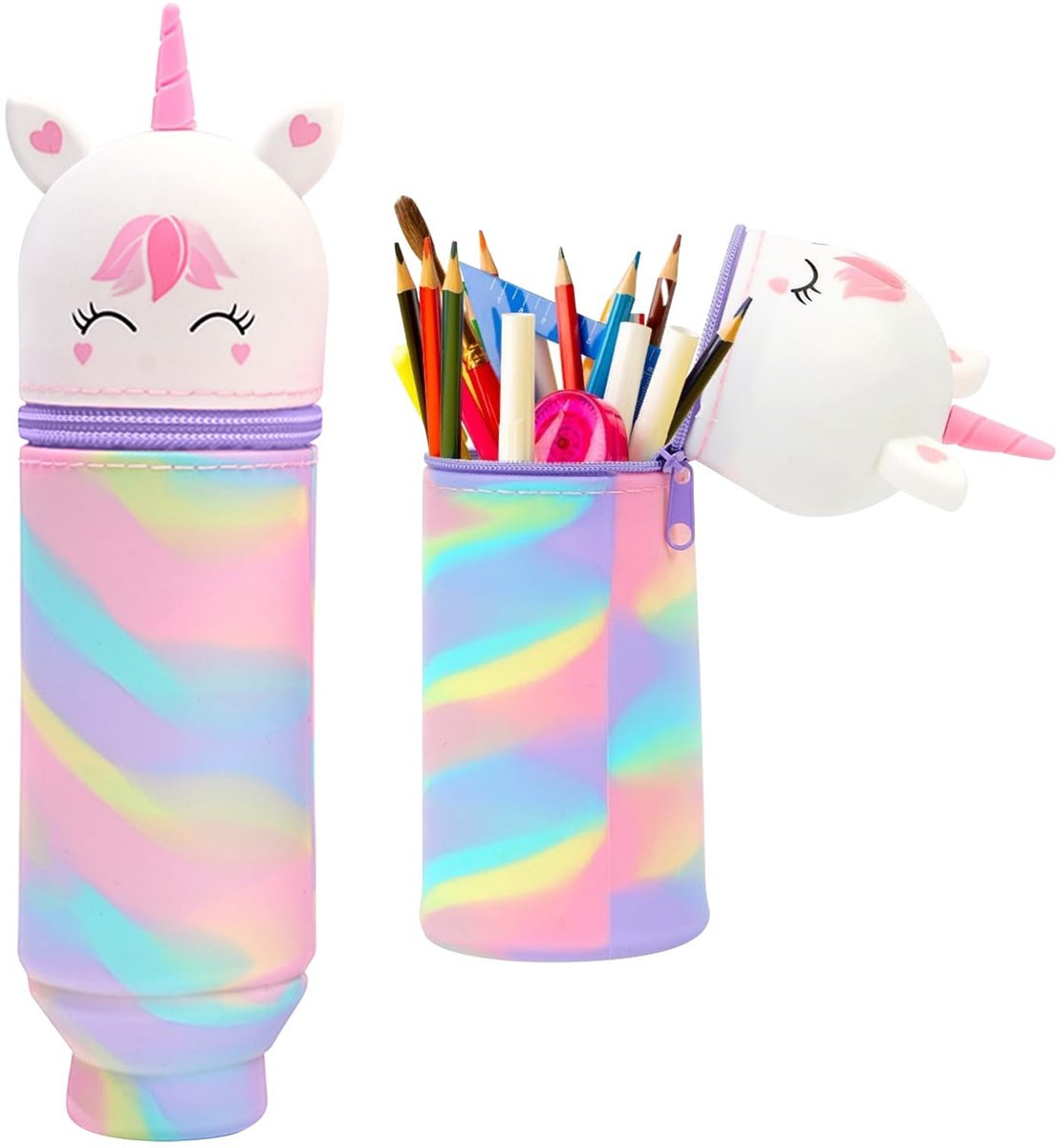 Kawaii Eenhoorn Etui - 2-in-1 Siliconen Pennenhouder - Ruim Unisex Model