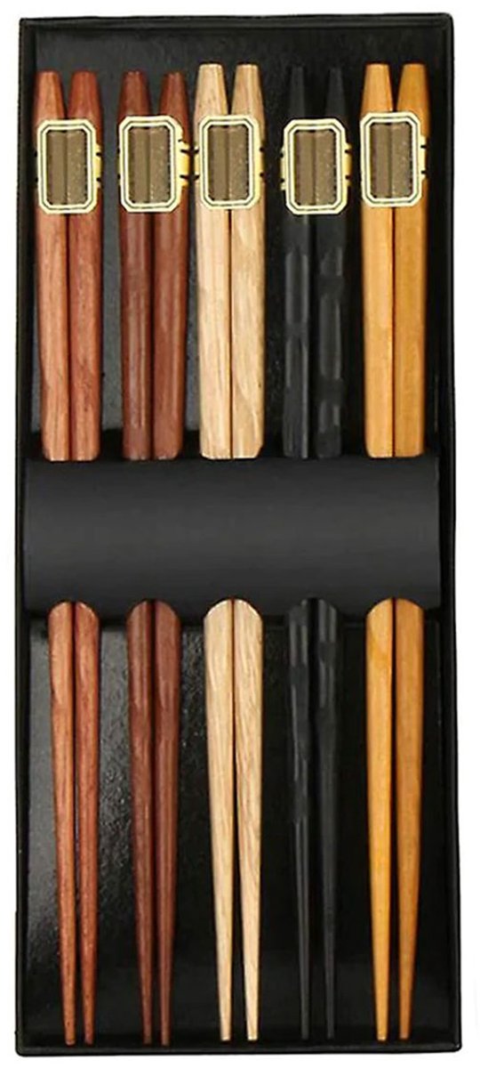 Houten Eetstokjes - Traditioneel Gedraaid Design - Set van 5 Paren