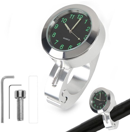 Motorhorloge, motorfiets horloge, andere motorfiets mount klok rond horloge aluminium waterdicht lichtgevend universeel voor 7 inch stuur wit (wit
