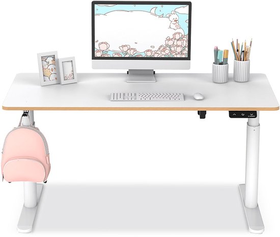 Elektrisch verstelbaar bureau voor kinderen en jongeren 120x60 cm – hoogte 55–81 cm, Ultradesk PULSAR, in hoogte verstelbaar kinderbureau, groeit mee met kind, ergonomisch studiebureau, wit