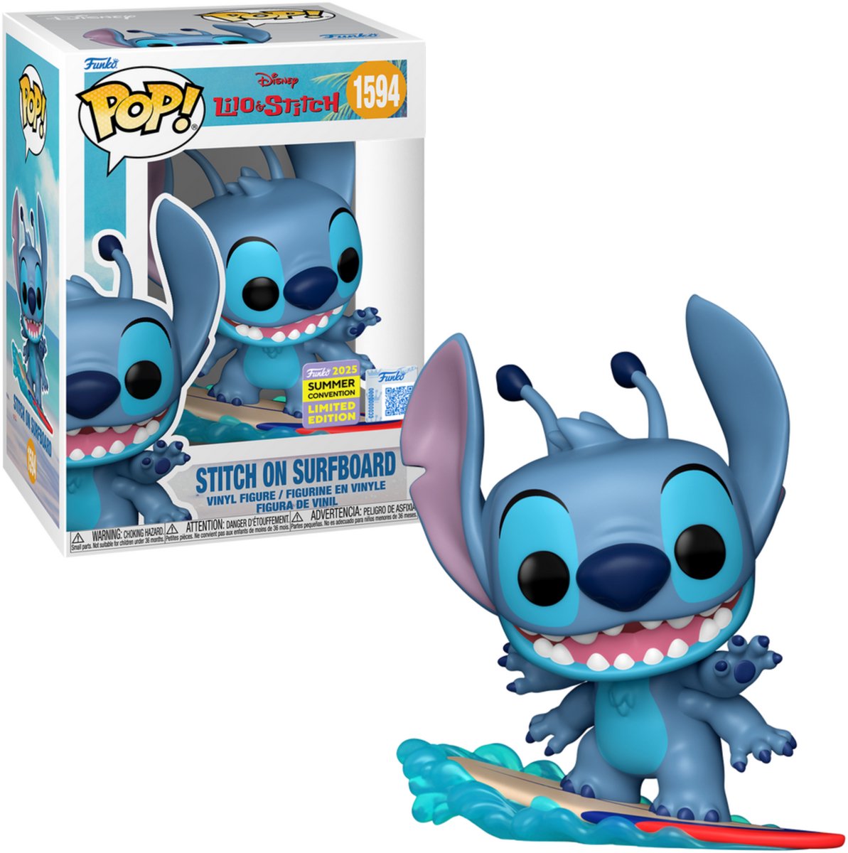 Funko Pop! Disney: Lilo & Stitch - Stitch on Surfboard #1594 (2025 Summer Convention Exclusive)
