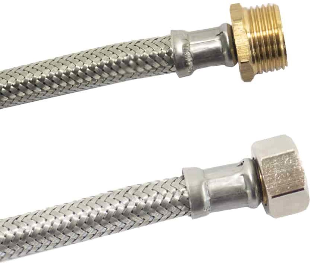 Flexibele waterslang 1/2 inch, 50cm, RVS omvlechting