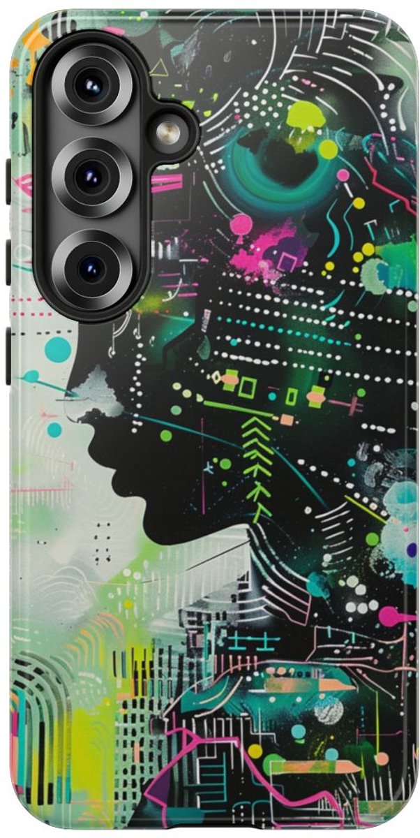 Abstract Neon Geometrisch Profiel – Telefoonhoesje Geschikt voor Samsung Galaxy S25