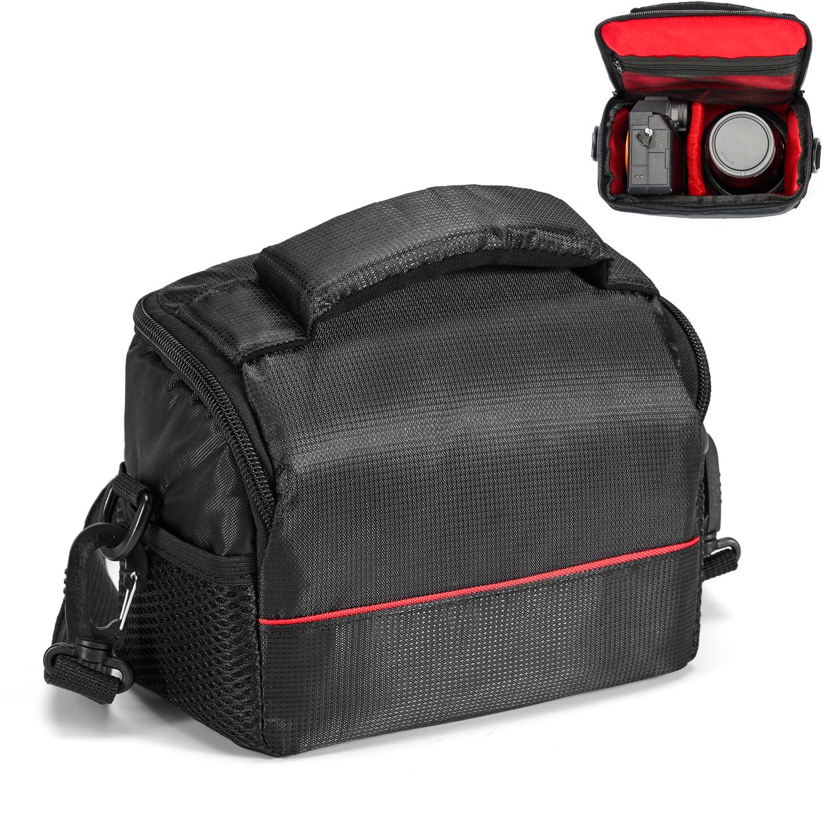 Besnfoto Besfoto cameratas, SLR spiegelloze camera, kleine schoudertas, fotografietas, afdekking, waterdicht en regendicht, outdoor fotografie canvas tas, professionele cameratas, zwart, Small