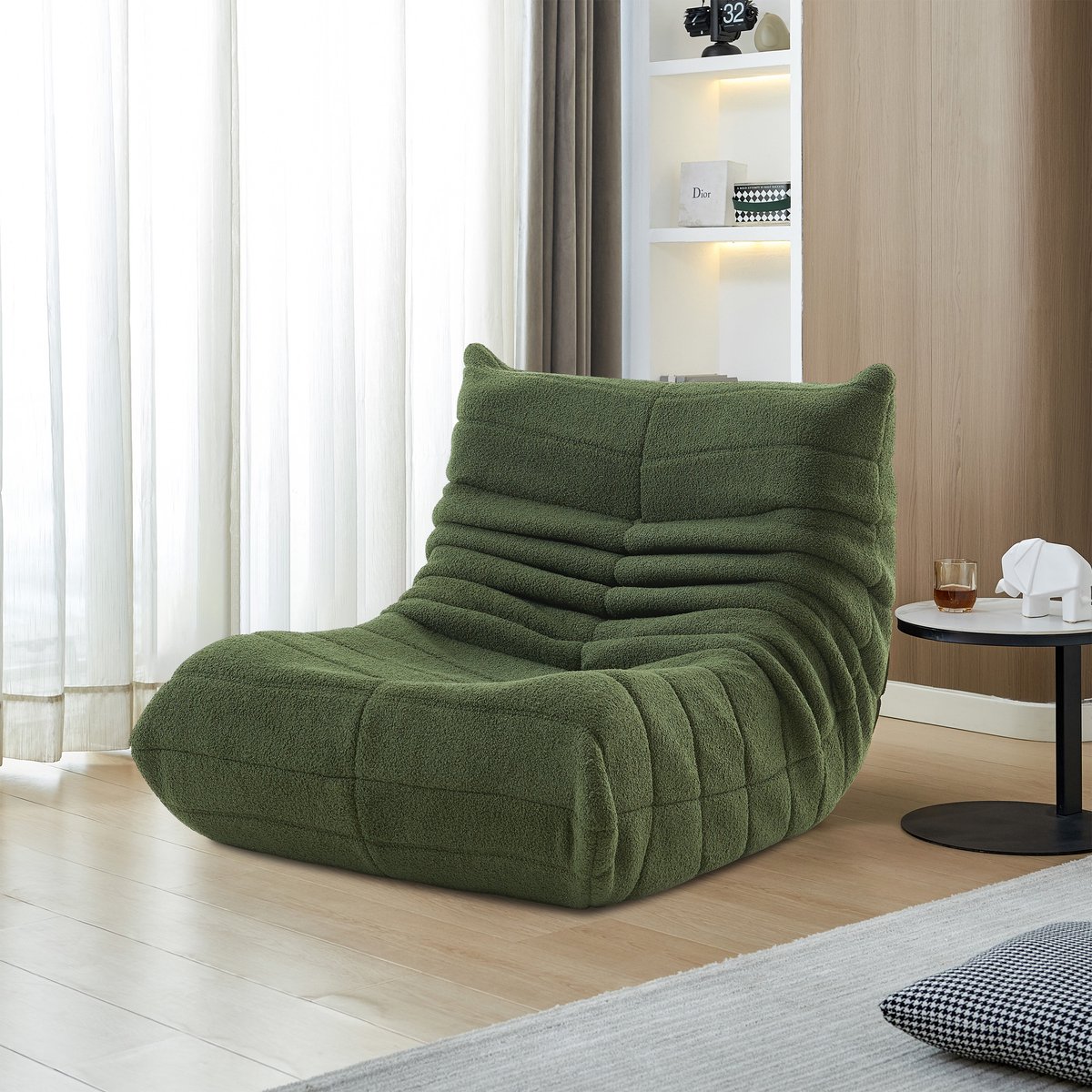 Zitzakbank,Zitzak, vloerbank, vloerstoel met rugleuning, comfortabele XXL leesstoel - 86x105x75cm, luie bank, zitzak voor slaapkamer, woonkamer, relaxfauteuil, groen