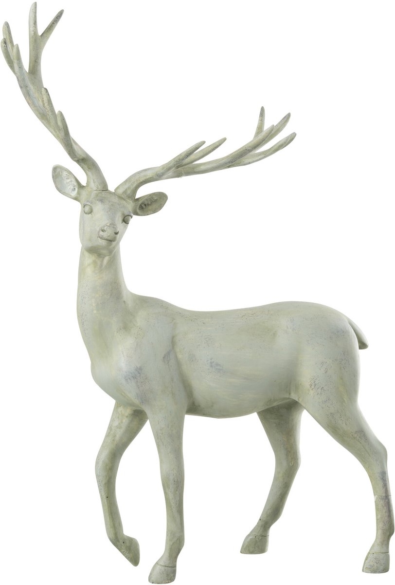 decoratie Hert Wandelend - polyresin - grijsblauw