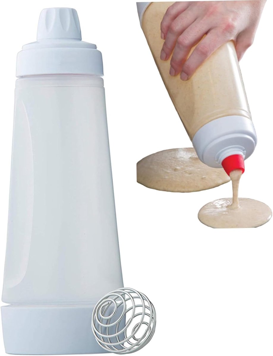 Pannenkoekbeslag Dispenser Fles Veilig Plastic Lichtgewicht Pannenkoeken Mix Dispenser met Schaal Bakken Tool voor Cupcakes, Muffins, Pannenkoeken en meer