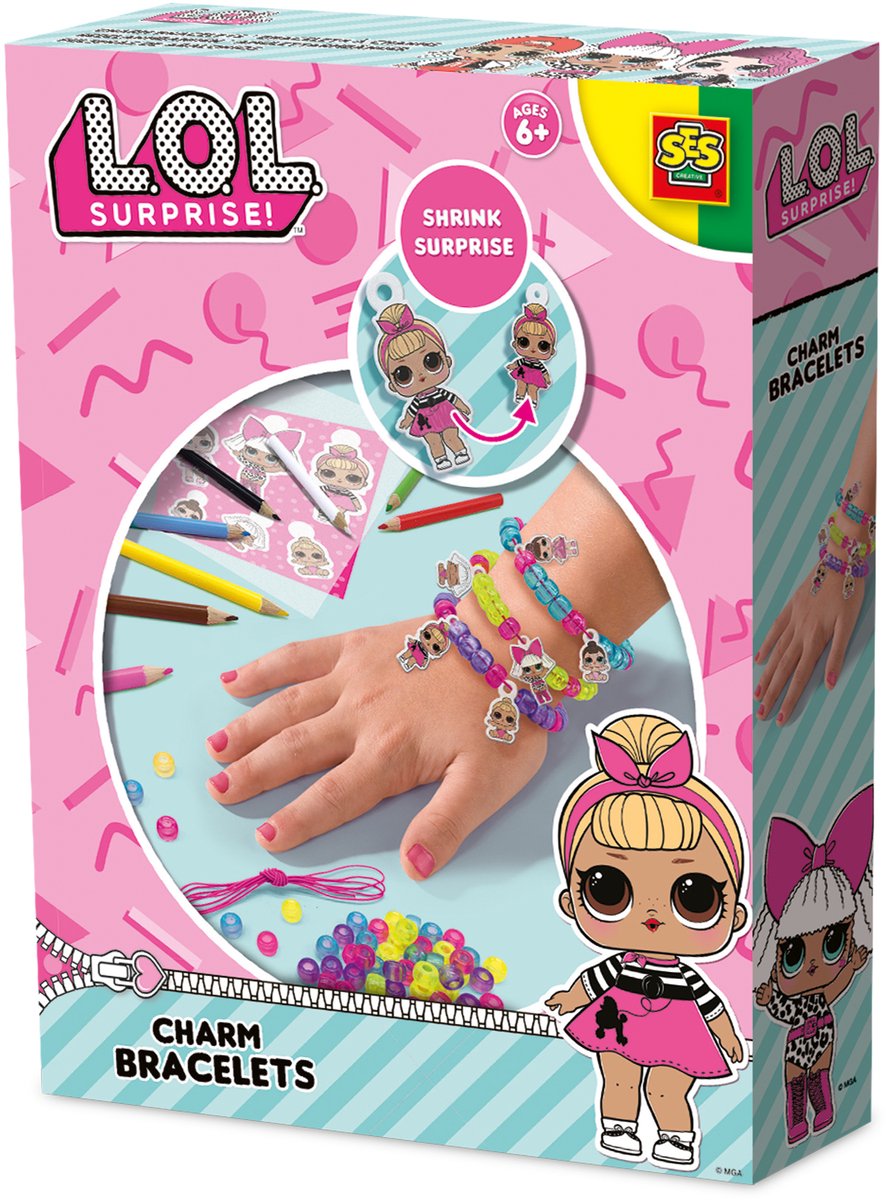 SES - L.O.L. - Bedelarmbanden - maak je eigen sieraden - met elastiekdraad en krimpfolie - knutselen meisjes - armbandjes maken meisjes