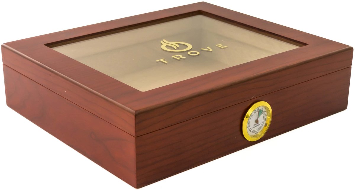 Trove Sigaren Humidor - Luxe Uitstraling - Inclusief Luchtbevochtiger en Hygrometer - rood Cederhouten