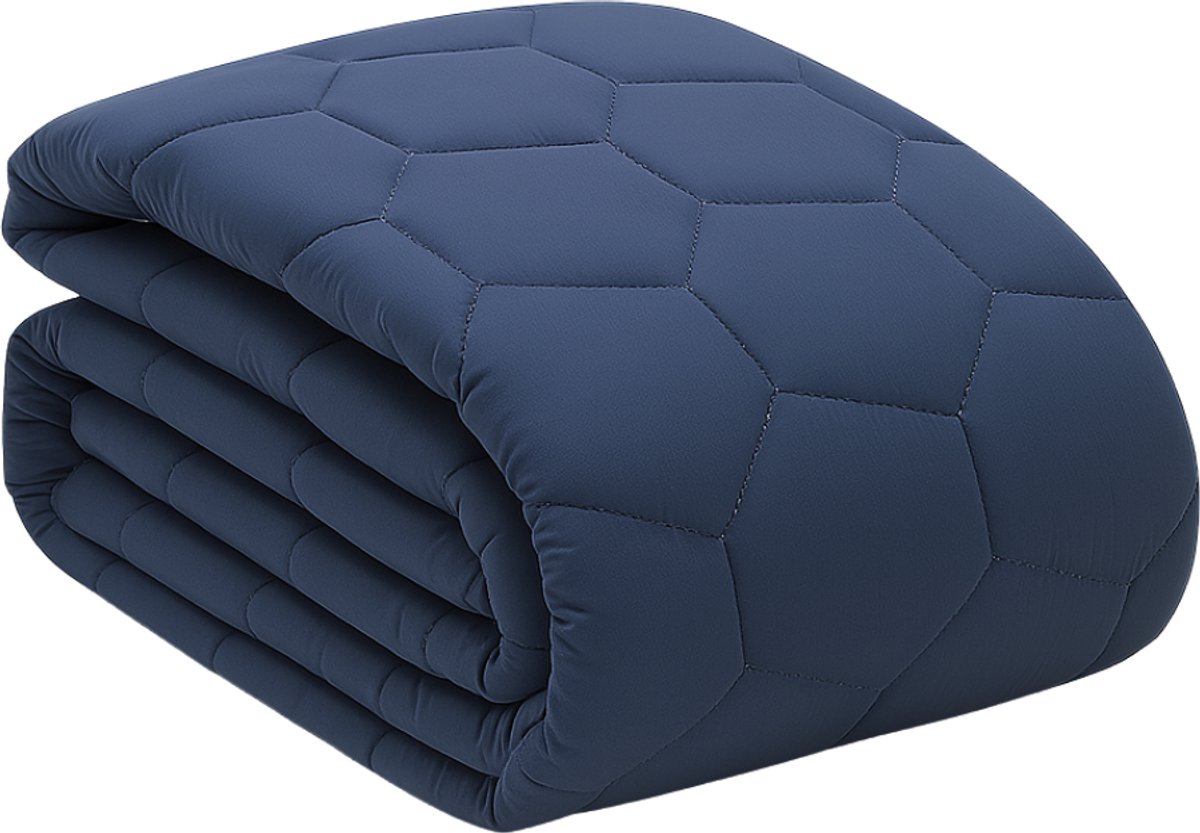 HappyBed Dekbed zonder overtrek 140x200 + instopstrook - Wasbaar Dekbed - Bedrukt dekbed zonder hoes - Hoesloos Dekbed - Eenpersoonsdekbed - Dark Blue