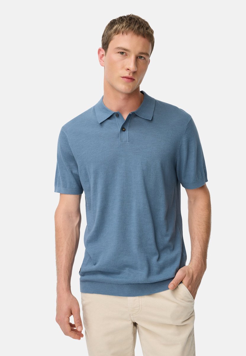 camel active Lichtgewicht gebreide polo van puur katoen - Maat menswear-L - Steenblauw