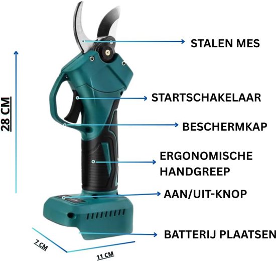 DailySupplies® Telescopische Snoeischaar - Mini Kettingzaag - Heggenschaar - Takkenschaar - Takkenzaag - Elektrische Snoeizaag met Accu - Blauw van DailySupplies® — afbeelding 5