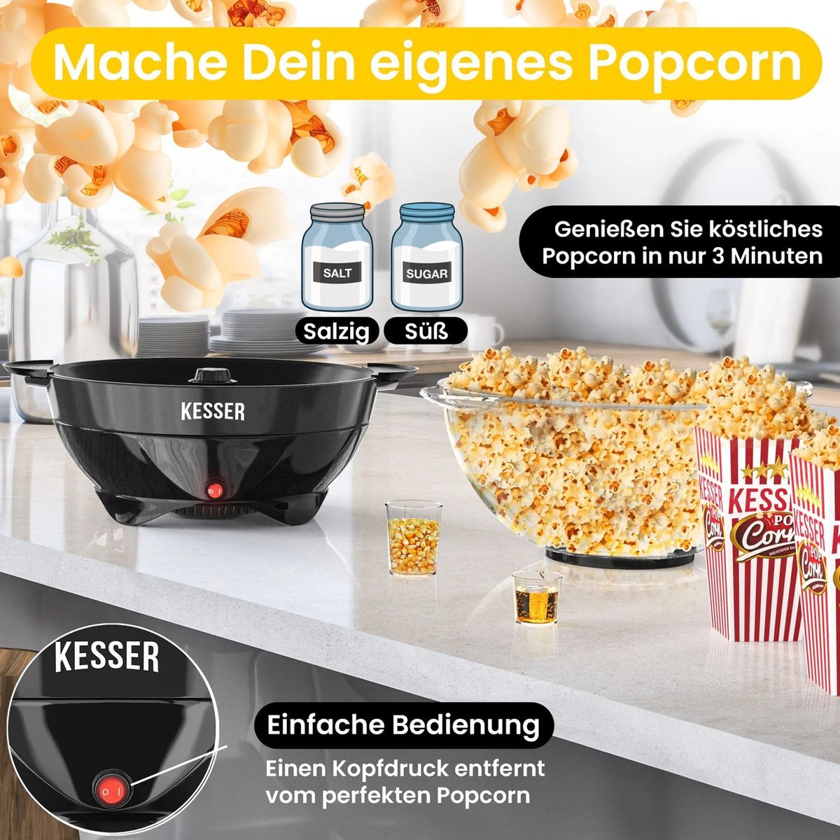 Cpvkry 110V/220V Commerciële Elektrische Hete Lucht Popcorn Maker Aanrecht Karam