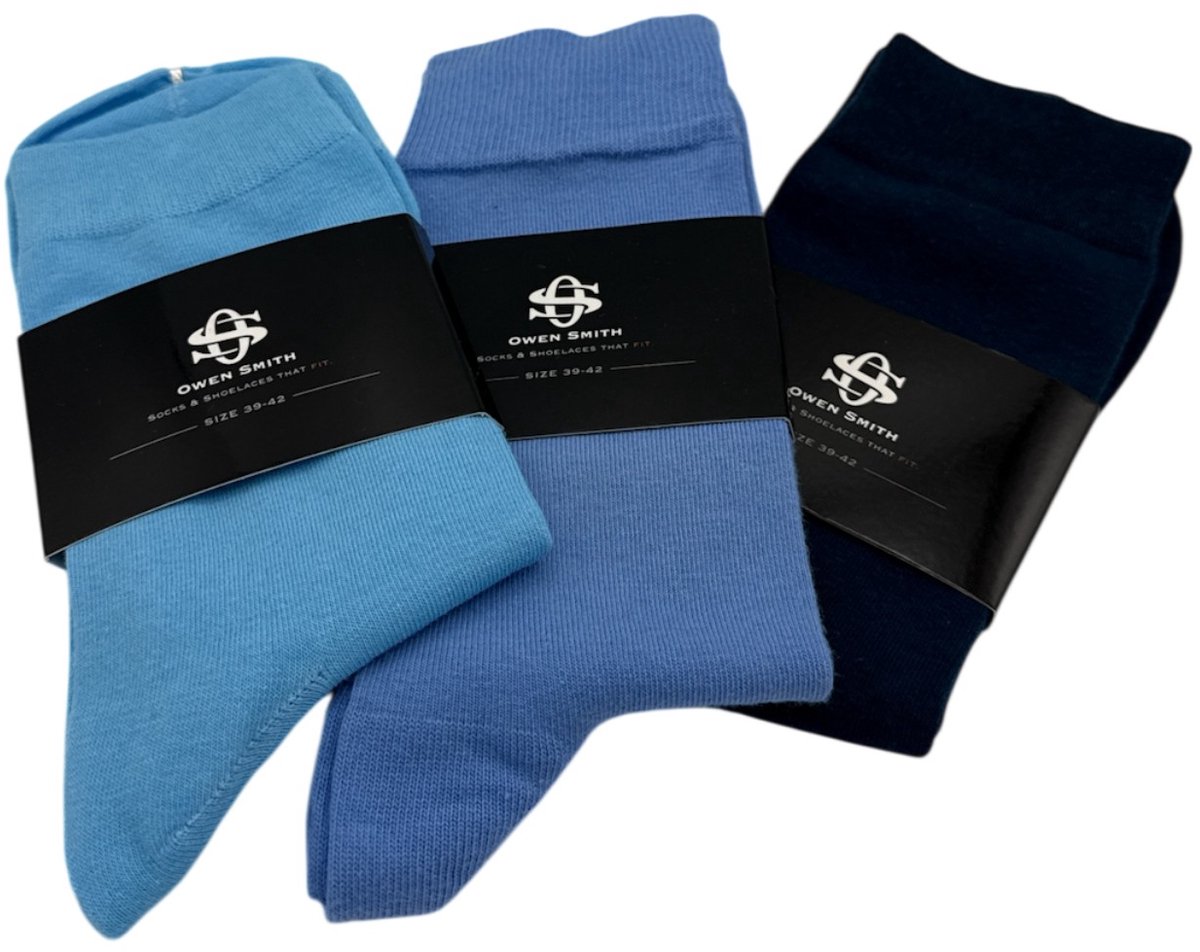 Owen Smith - Herensokken - 3 paar - Mix blauw - maat 39-42
