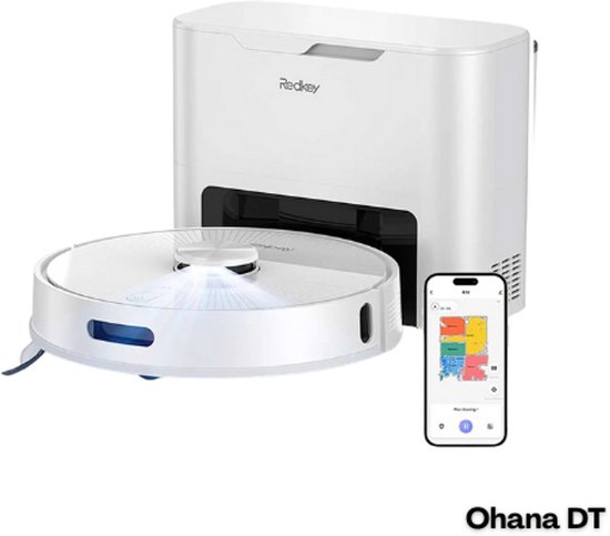 Redkey R10 - Robotstofzuiger Met Dweilfunctie - Robotstofzuiger Met Laadstation - Robot Stofzuiger - 4000Pa Zuigkracht - Wit